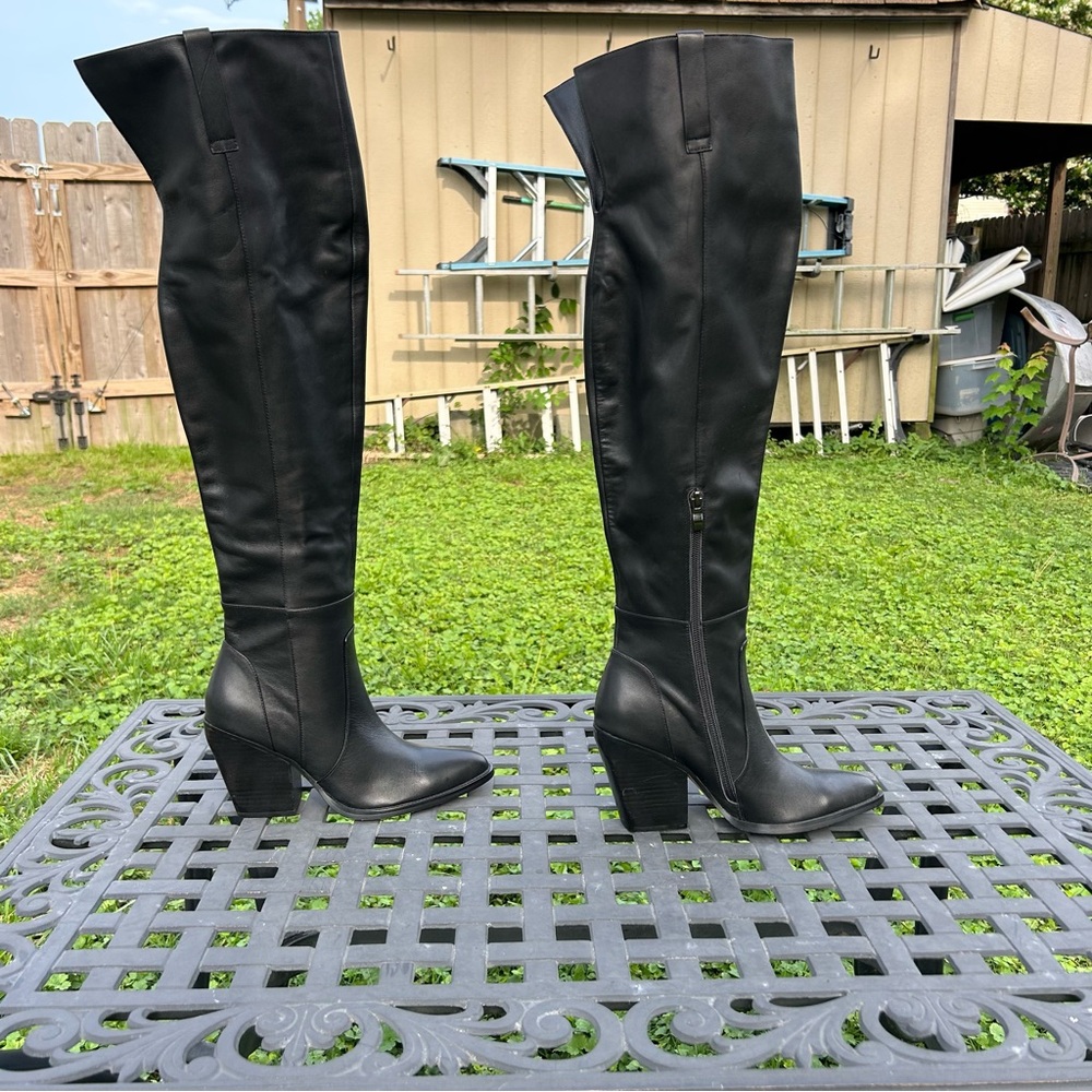 Anthropologie Silent D Over-The-Knee black leather boots size 39 or 8.5 US